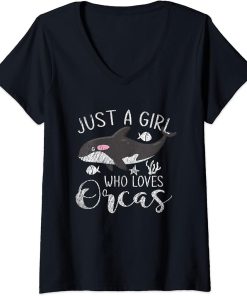 Womens Ocean Women Girls Kids Orca V-Neck T-Shirt