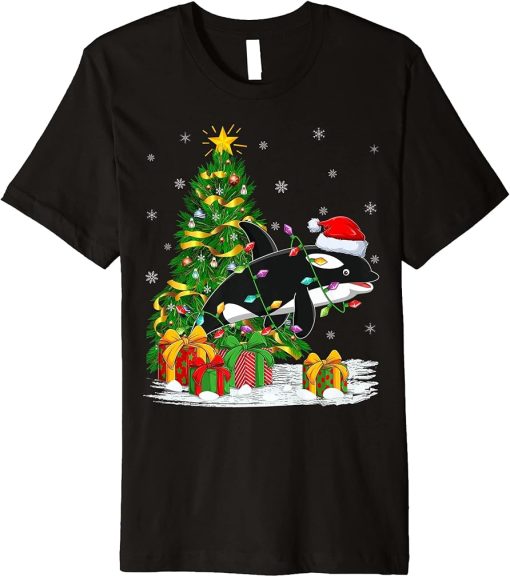 Orca Killer Whale Lover Family Matching Santa Orca Christmas Premium T-Shirt