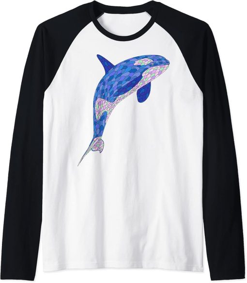 Killer Whale Lover Gifts Womens Orca Killer whales Mens Raglan Baseball Tee