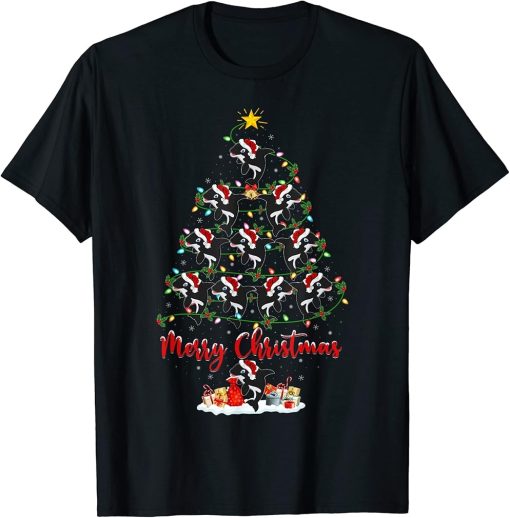 Orca Christmas Tree Lights Funny Orca Xmas T-Shirt