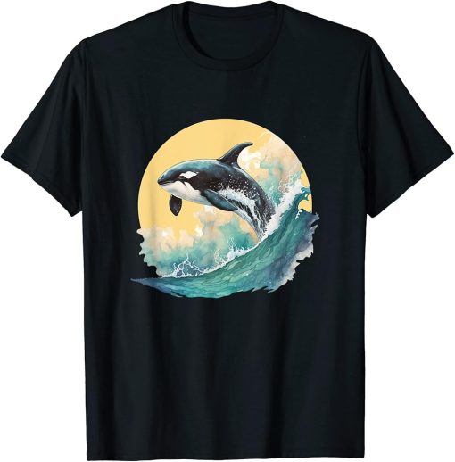 Whale Orca Marine Sea Lover Retro Summer Design T-Shirt