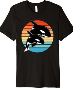 Orca whales retro sunset Premium T-Shirt