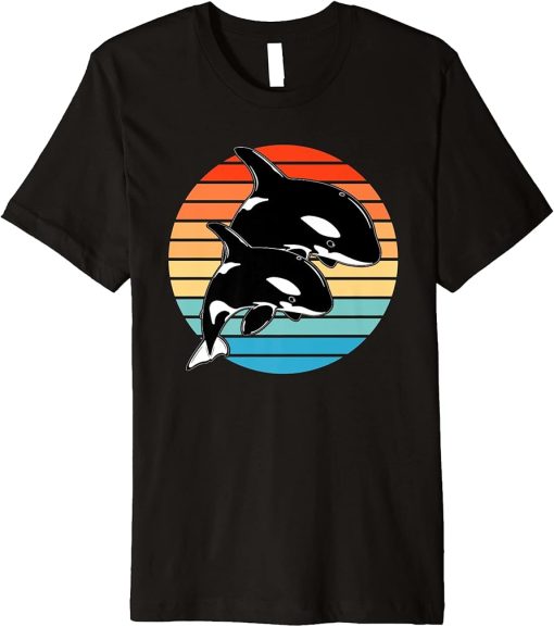 Orca whales retro sunset Premium T-Shirt